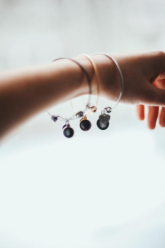 Modern Moon Bangle in Rose Gold
